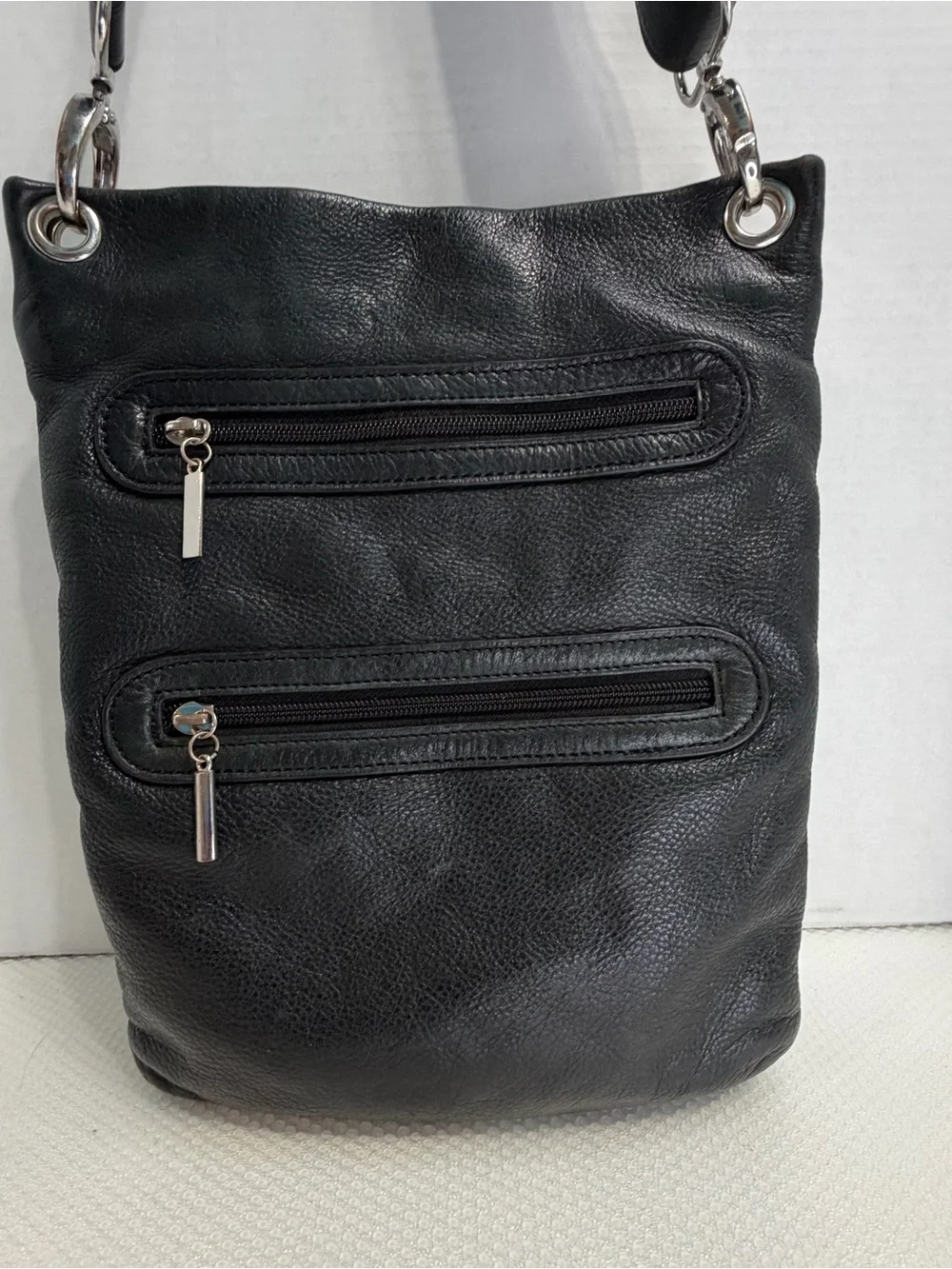 Y2K margot Black Genuine Leather Label Accent
